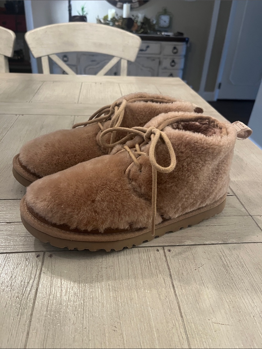 UGG Chestnut Faux-Shearling Lace-Up Ankle Booties